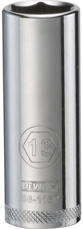 DeWALT DWMT86116OSP Drive Socket, 13 mm Socket, 1/4 in Drive, 6-Point, Steel, Polished Chrome Vanadium